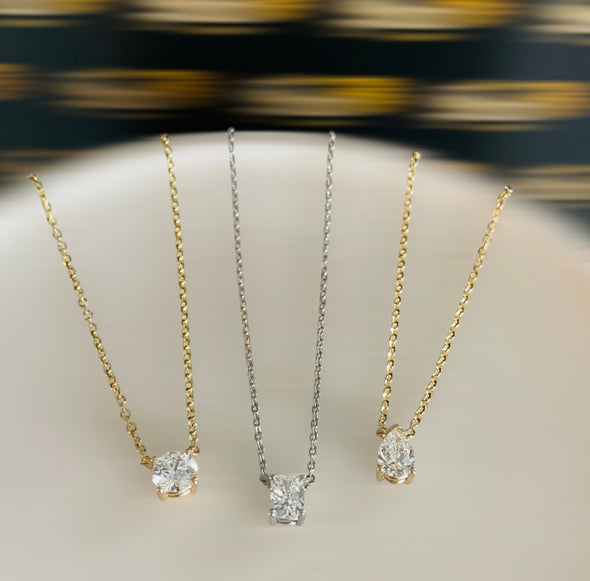 Lab grown diamond solitaire necklace