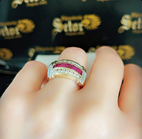 Bague rubis et diamant