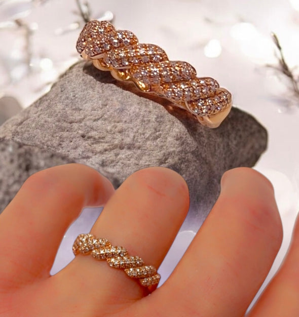Rose gold & diamonds Knots ring