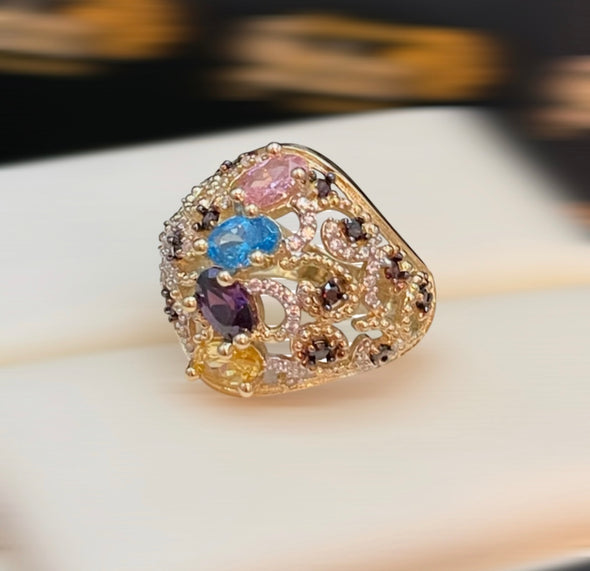 Colourful cabochon ring