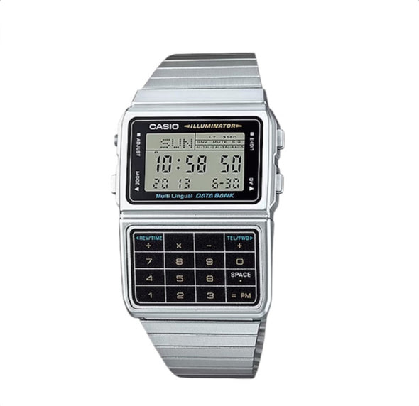 Casio silver tone calculator watch