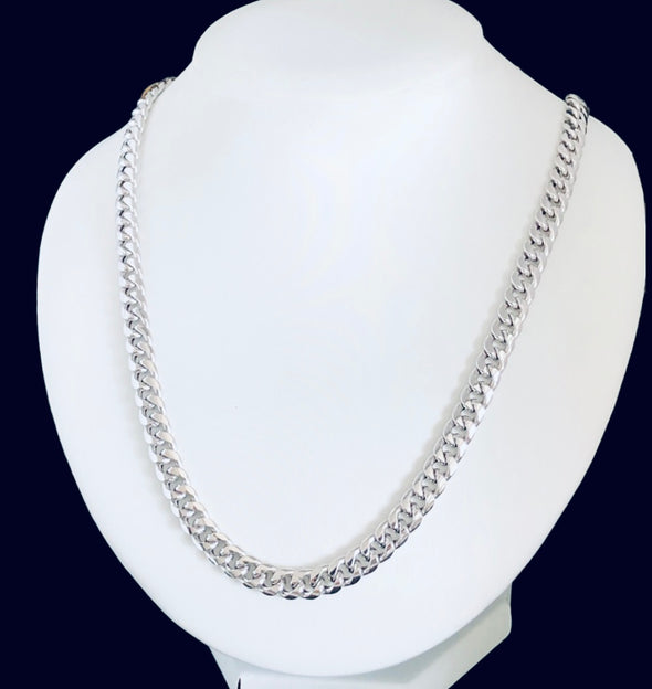 White gold cuban link chain MC163 - Bijouterie Setor