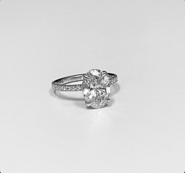 Oval lab grown diamond engagement ring