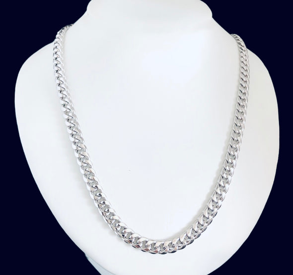 White gold cuban link chain MC163 - Bijouterie Setor