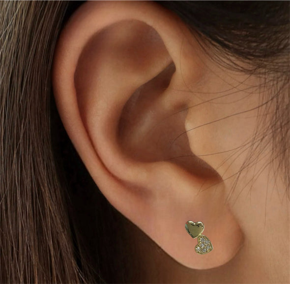 Double hearts stud earrings