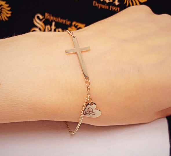 Bracelet croix et initiales