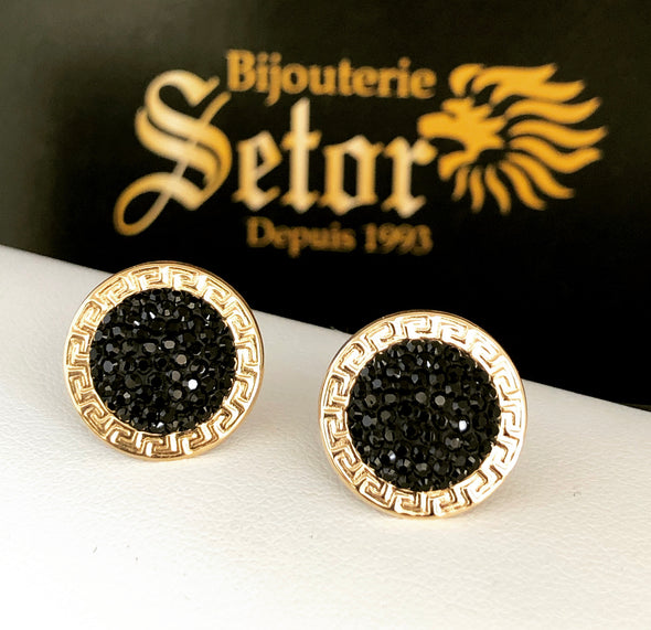 Kimberly gold & crystals stud earrings E011 - Bijouterie Setor