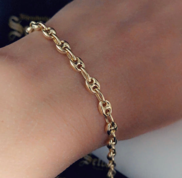 Joey mariners link gold bracelet WB062 - Bijouterie Setor