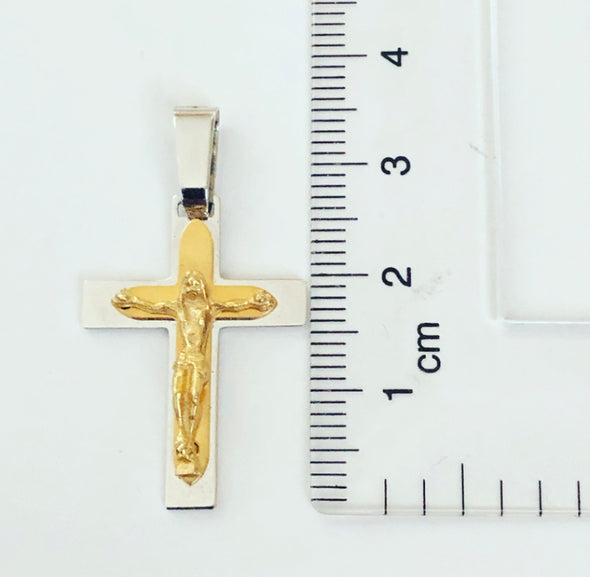 White & yellow gold cross pendant P256 - Bijouterie Setor