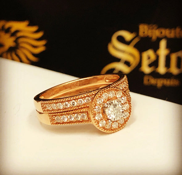 Roma rose gold diamond rings DWR024 - Bijouterie Setor