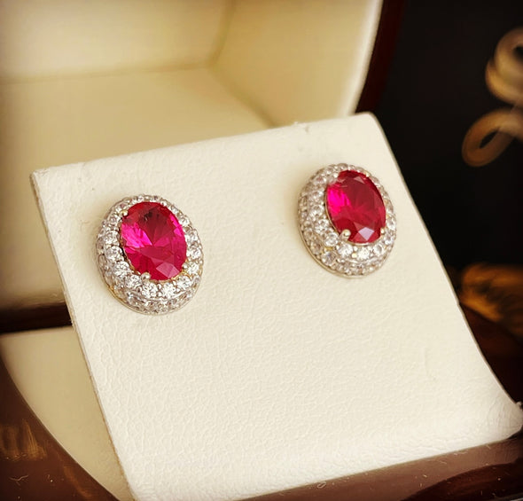 Oval Birthstone stud earrings E160 - Bijouterie Setor