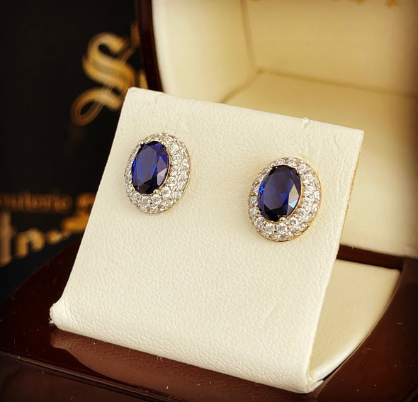 Oval Birthstone stud earrings E160 - Bijouterie Setor