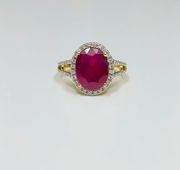 Bague ovale en diamant Rubis WDR038 - Bijouterie Setor