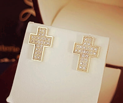 Cross stud earrings E205 - Bijouterie Setor