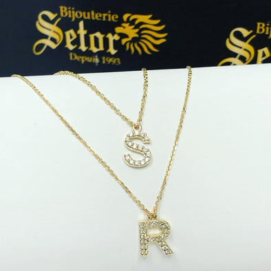 Collier chaîne à double initiales NC055 - Bijouterie Setor