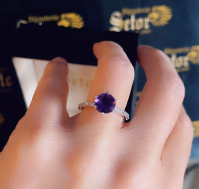 Purple amethyst diamond ring WDR051 - Bijouterie Setor