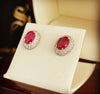 Oval Birthstone stud earrings E160 - Bijouterie Setor